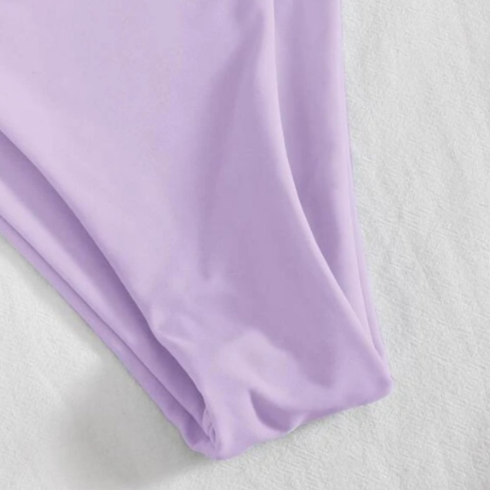 SHEIN🌺Solid High Cut Lilac Bikini Swimsuit👙S - Picture 4 of 4